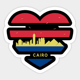 Egypt Skyline cityscape Heart Shape Birds Flying Cairo Sticker